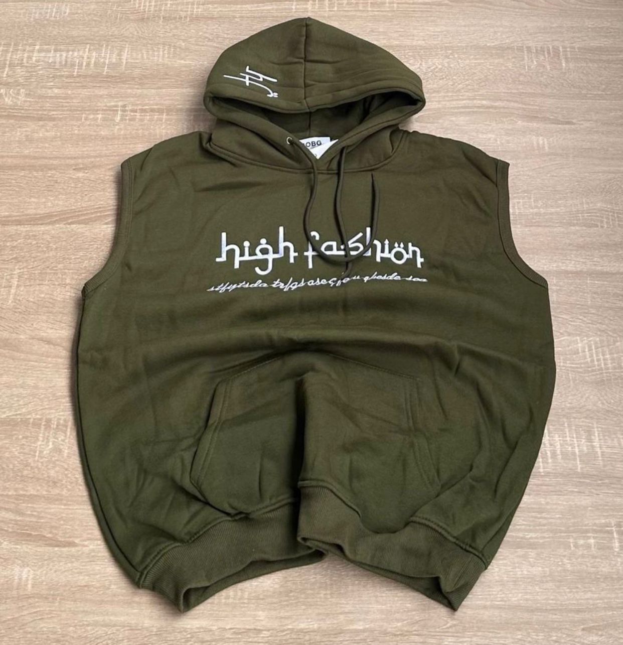 High Fashion Sleeveless Hoodie – Army Green